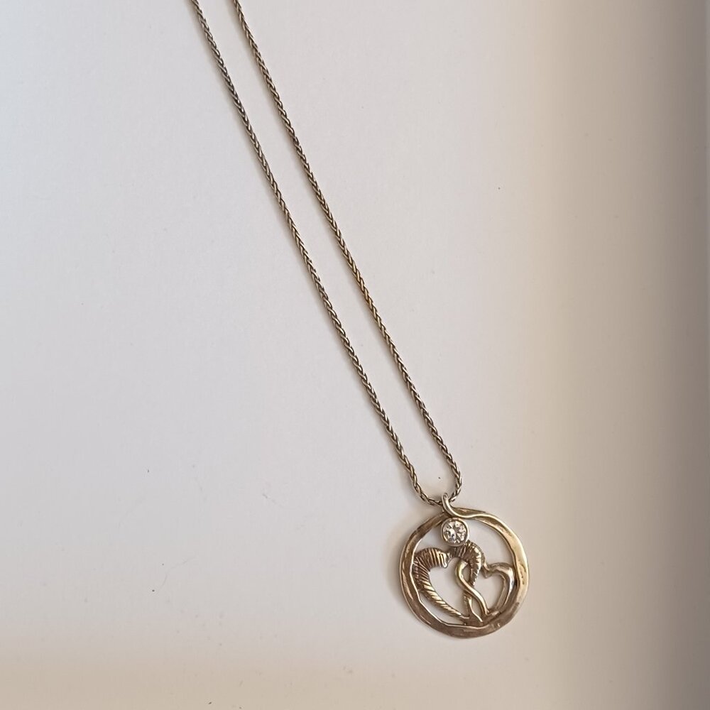 Heart Sterling silver necklace with pendent with accent crystal